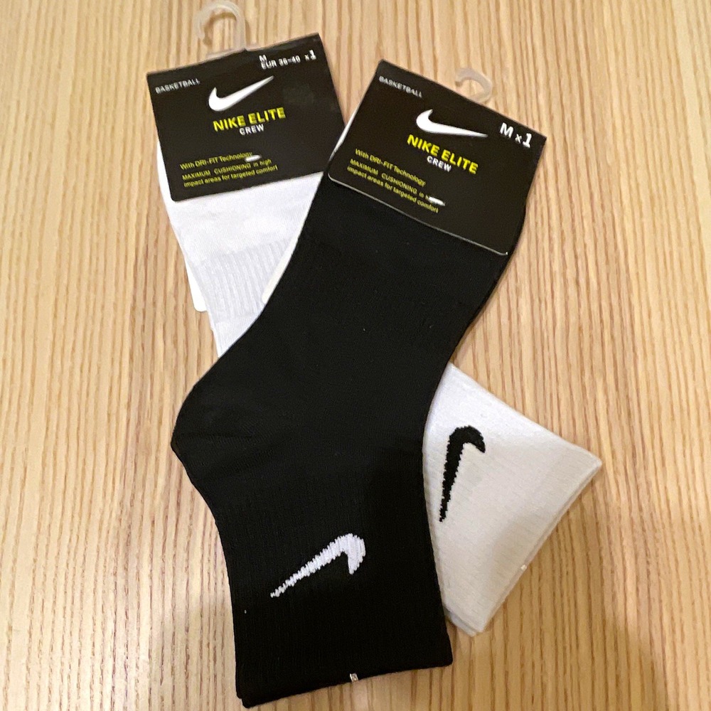 Nike Elite Dri-FIT Men's Crew Basketball Socks Size M 1 Pair Black/White